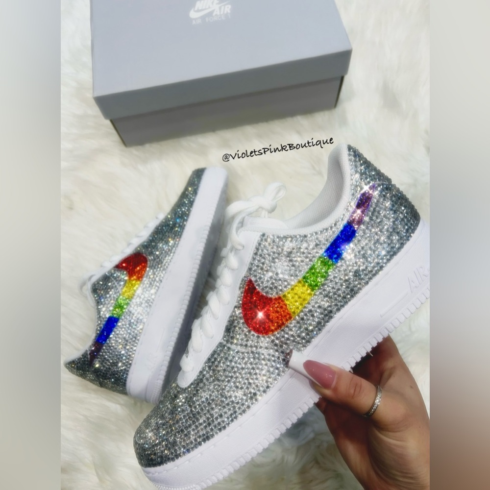 Rainbow Nike Swarovski crystal Fully Blinged Nike Air Force 1